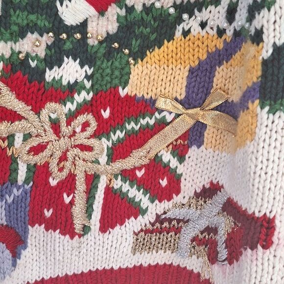 Heirloom Collectibles PL Vintage Christmas Sweater Cardigan Bears School Teacher - Picture 11 of 16